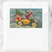 バイクの長方形のビンテージクリスマスサンタ 長方形シール (バッグ)
