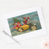 バイクの長方形のビンテージクリスマスサンタ 長方形シール (封筒)