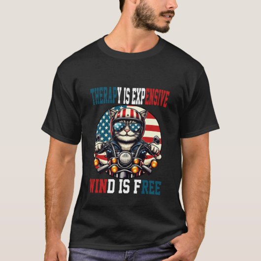 バイクの面白い猫、父の日4th Julyに Tシャツ (正面)