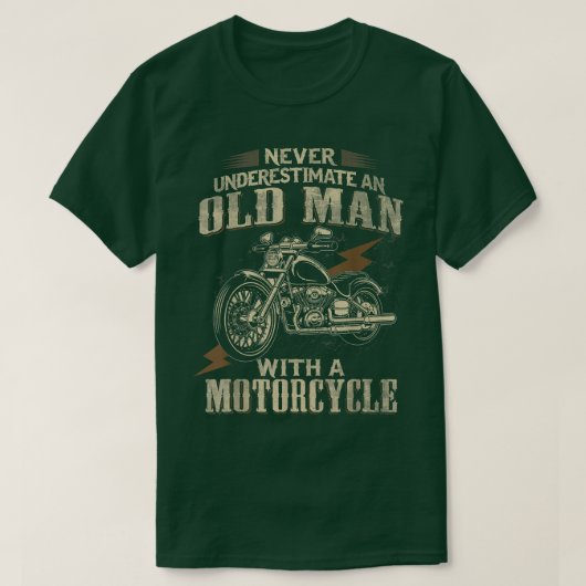 バイクもしくは自転車に乗る人おじいちゃんは決して老人を過小評価しない Tシャツ (デザイン正面)