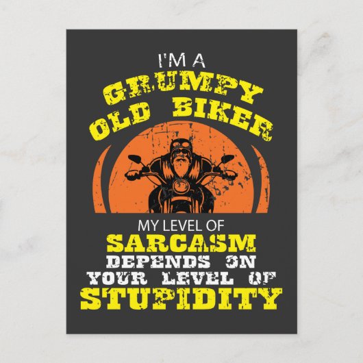 バイクもしくは自転車に乗る人おじいちゃんギフトfor不機嫌な古いバイクもしくは自転車に乗る人 ポストカード (正面)