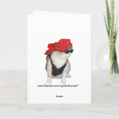 バイクもしくは自転車に乗る人おもしろいの猫誕生日 カード (裏面)