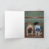 バイクもしくは自転車に乗る人おもしろいの猫誕生日 カード (内部)