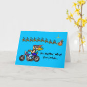 バイクもしくは自転車に乗る人おもしろいカップルSanta Sleighクリスマスカード カード (黄色い花)