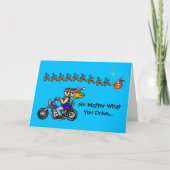 バイクもしくは自転車に乗る人おもしろいカップルSanta Sleighクリスマスカード カード (正面)