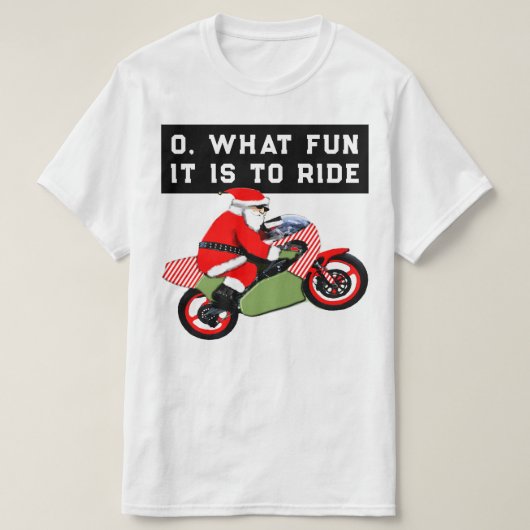 バイクもしくは自転車に乗る人おもしろいクリスマス Tシャツ (デザイン正面)