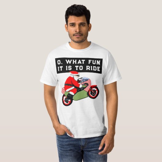バイクもしくは自転車に乗る人おもしろいクリスマス Tシャツ (正面フル)