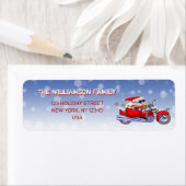 バイクもしくは自転車に乗る人おもしろいサンタホリデー差出人住所ラベル ラベル (インサイチュ)