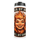 バイクもしくは自転車に乗る人による誕生Rebel By Choice Enblm タンブラー (正面)