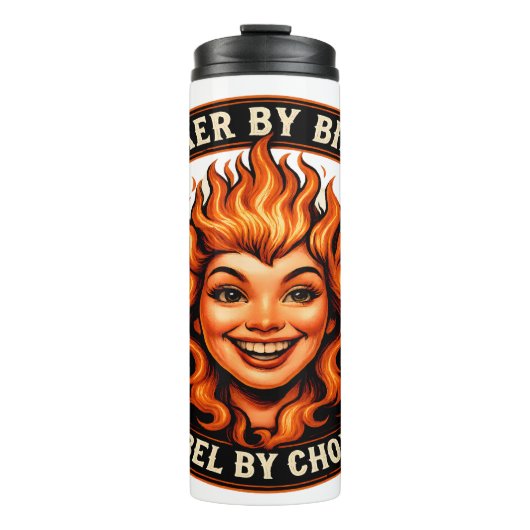 バイクもしくは自転車に乗る人による誕生Rebel By Choice Enblm タンブラー (正面)