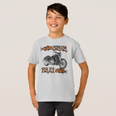 バイクもしくは自転車に乗る人のがきの子供のティー Tシャツ (正面フル)