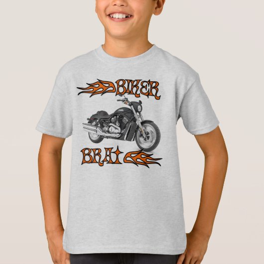バイクもしくは自転車に乗る人のがきの子供のティー Tシャツ (正面)