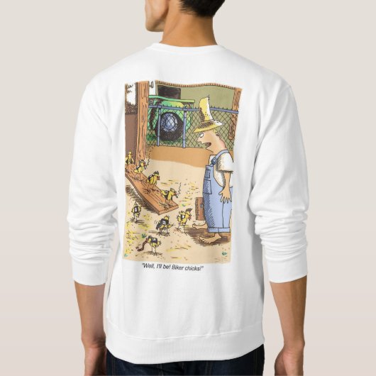バイクもしくは自転車に乗る人のひなの白いスイートシャツ スウェットシャツ (裏面)