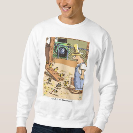 バイクもしくは自転車に乗る人のひなの白いスイートシャツ スウェットシャツ (正面)