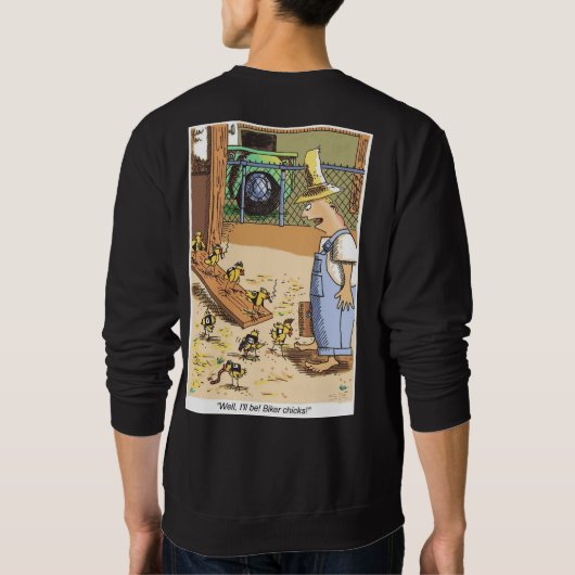 バイクもしくは自転車に乗る人のひなの黒いスウェットシャツを返す スウェットシャツ (裏面)