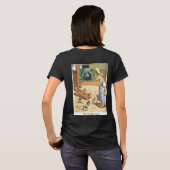 バイクもしくは自転車に乗る人のひな女性の黒いTシャツ Tシャツ (裏面フル)