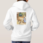 バイクもしくは自転車に乗る人のひな女性は白いフードのスウェットシャツを後ろに着た パーカ (裏面)