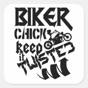 バイクもしくは自転車に乗る人のひよこのステッカー スクエアシール