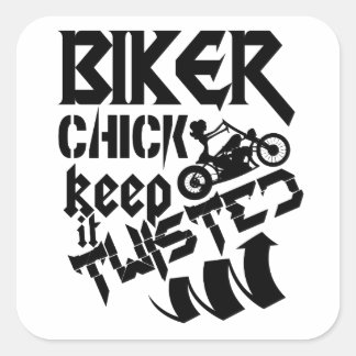 バイクもしくは自転車に乗る人のひよこのステッカー スクエアシール