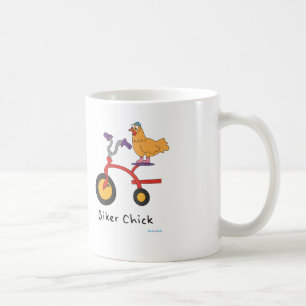 バイクもしくは自転車に乗る人のひよこのマグ コーヒーマグカップ