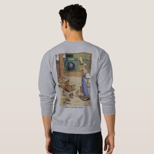 バイクもしくは自転車に乗る人のひよこグレーのスイートシャツ スウェットシャツ (裏面フル)