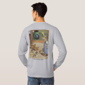 バイクもしくは自転車に乗る人のひよこ灰色の長袖のシャツの背中 Tシャツ (裏面フル)