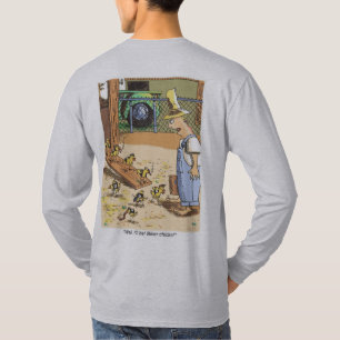 バイクもしくは自転車に乗る人のひよこ灰色の長袖のシャツの背中 Tシャツ