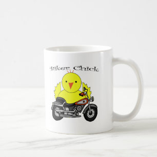 バイクもしくは自転車に乗る人のひよこ コーヒーマグカップ