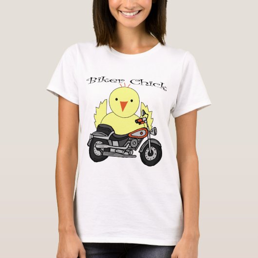 バイクもしくは自転車に乗る人のひよこ Tシャツ (正面)