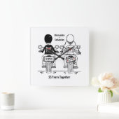 バイクもしくは自転車に乗る人のオパーソナライズされたートバイ記念日ギフト スクエア壁時計 (ホーム)