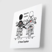 バイクもしくは自転車に乗る人のオパーソナライズされたートバイ記念日ギフト スクエア壁時計 (傾斜)