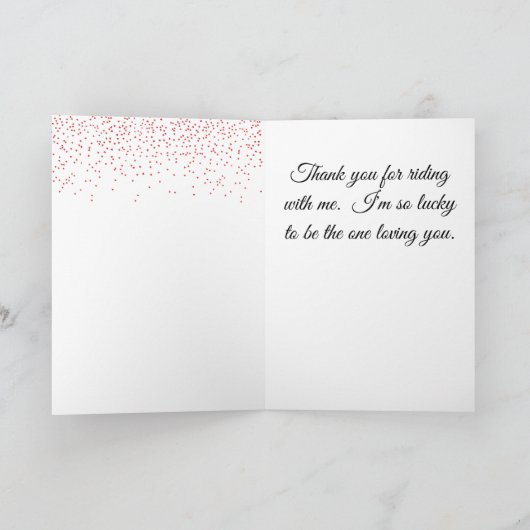 バイクもしくは自転車に乗る人のオートバイバレンタイン折り畳みグリーティングカード カード (内部)