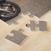 バイクもしくは自転車に乗る人のサンタクロースのオートバイのパズル ジグソーパズル (側面)