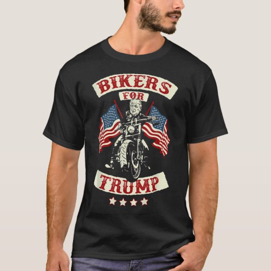 バイクもしくは自転車に乗る人のトランプオートバイトランプ2024 Tシャツ (正面)