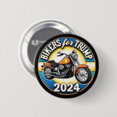 バイクもしくは自転車に乗る人のトランプ2024 – 愛国的サイクリング 缶バッジ (正面&裏面)