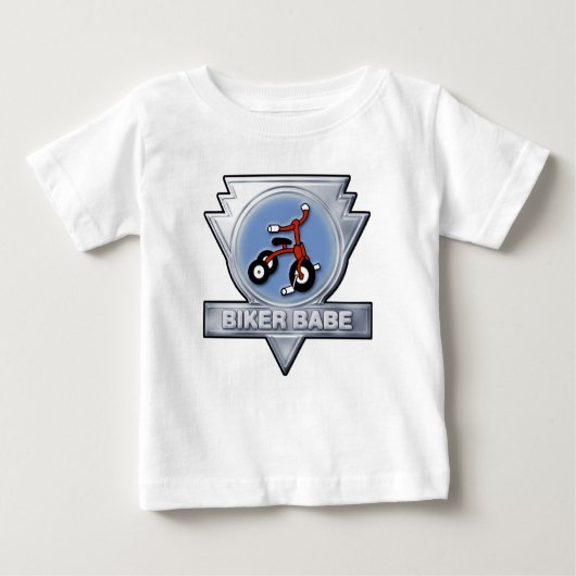 バイクもしくは自転車に乗る人の可愛い人のベビー ベビーTシャツ (正面)