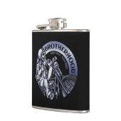 バイクもしくは自転車に乗る人の同業組合の黒 フラスク (左)