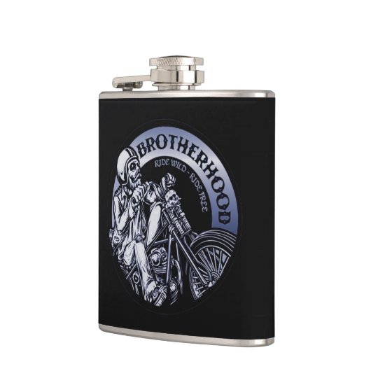 バイクもしくは自転車に乗る人の同業組合の黒 フラスク (左)