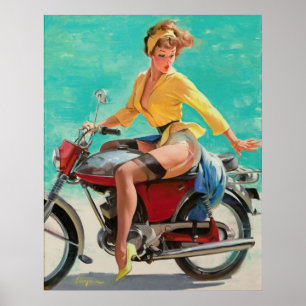バイクもしくは自転車に乗る人の女の子 ポスター