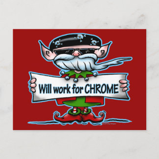 バイクもしくは自転車に乗る人の小妖精や小人のカスタマイズ可能なクリスマスのプレゼント シーズンポストカード