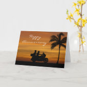 バイクもしくは自転車に乗る人の挨拶状 カード (黄色い花)