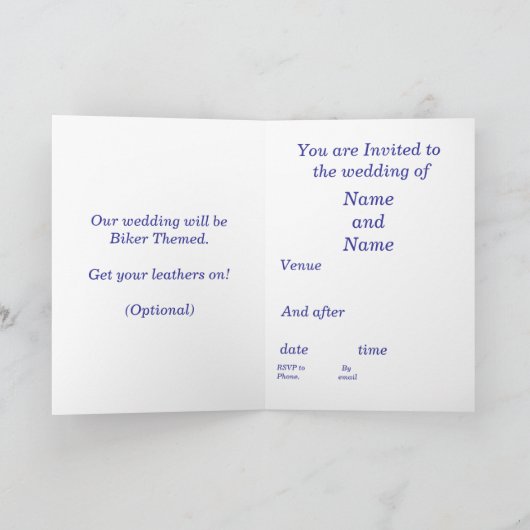 バイクもしくは自転車に乗る人の結婚式招待状 招待状 (内部)