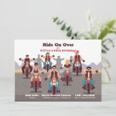 バイクもしくは自転車に乗る人の誕生日のパーティの招待状 招待状 (スタンド正面)