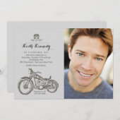 バイクもしくは自転車に乗る人の誕生日の写真の招待状 招待状 (正面/裏面)