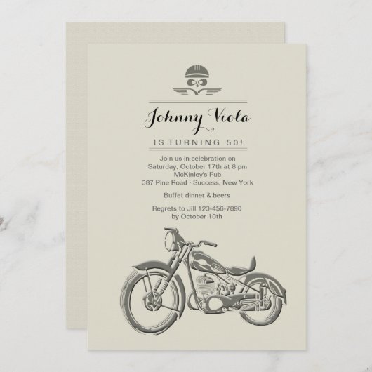 バイクもしくは自転車に乗る人の誕生日の招待状 招待状 (正面/裏面)