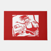 バイクもしくは自転車に乗る人の赤いdoormat ドアマット (正面)