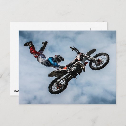 バイクもしくは自転車に乗る人はがき ポストカード (正面/裏面)