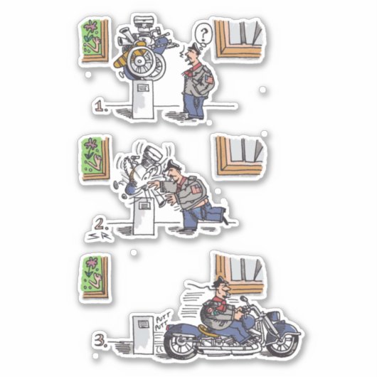 バイクもしくは自転車に乗る人アットミュージアムコンターシール シール (正面)
