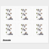 バイクもしくは自転車に乗る人アットミュージアム大四角ステッカー スクエアシール (シート)