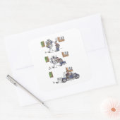 バイクもしくは自転車に乗る人アットミュージアム大四角ステッカー スクエアシール (封筒)